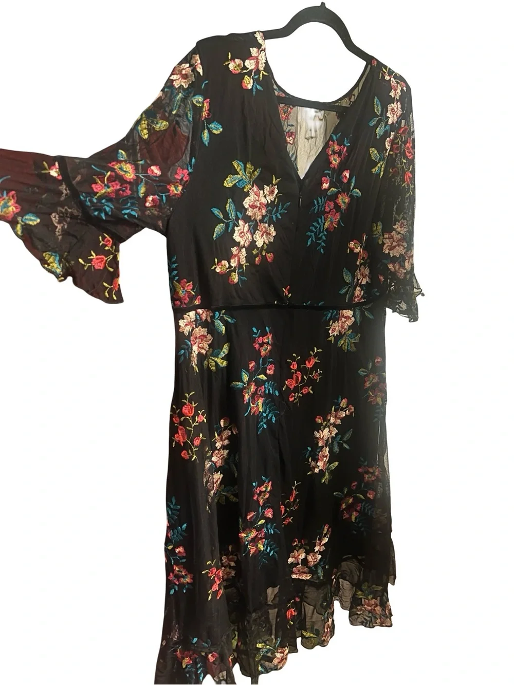 Kiyonna Black Floral Midi Dress with Ruffle Hem XXL - Picture 4 of 4